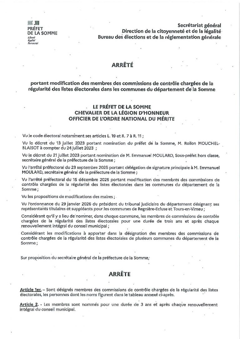 Commissions de contrôle des listes électorales