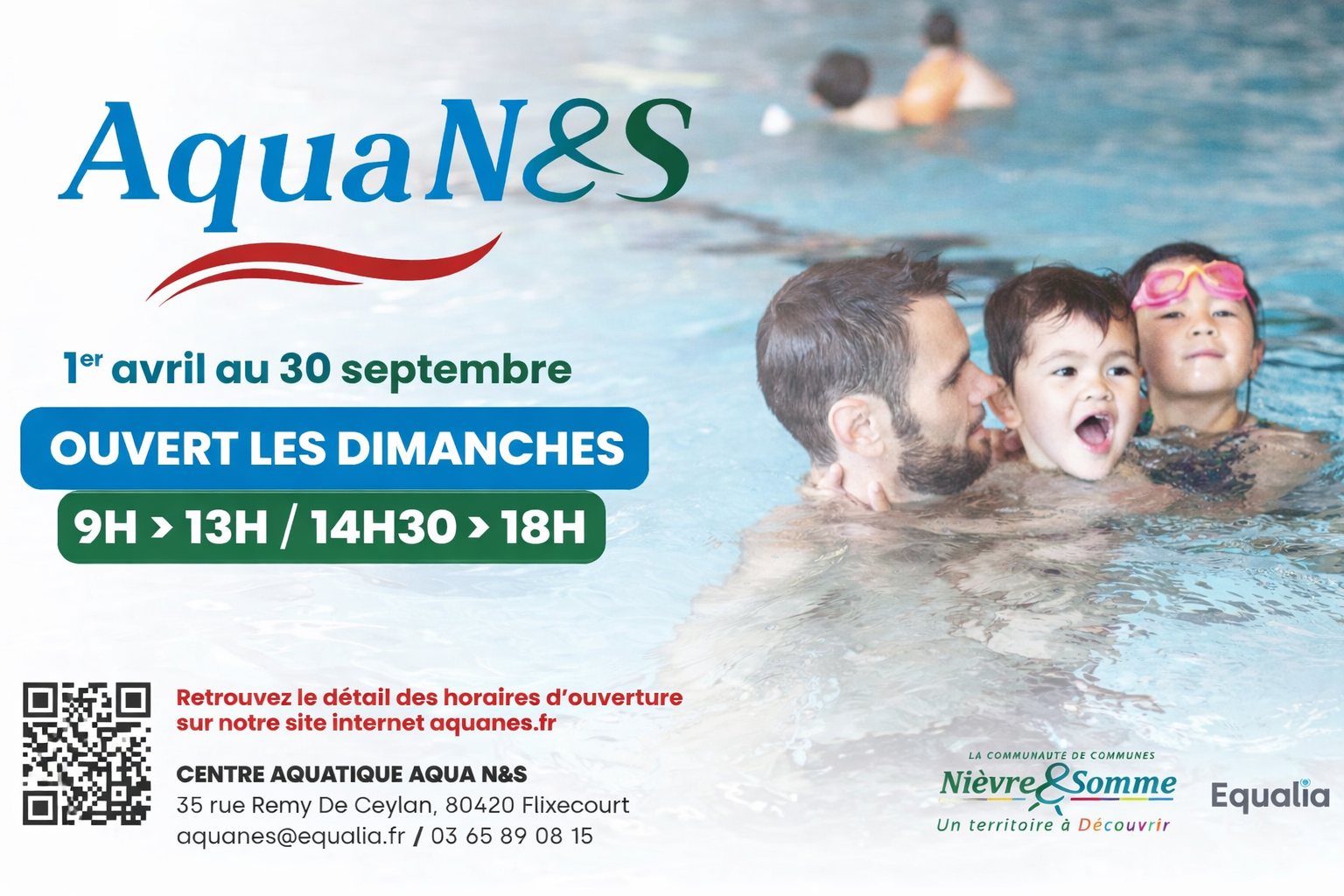 Piscine AquaN&S ouvre les dimanches après-midi