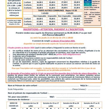 Inscriptions à l&rsquo;accueil de loisirs des vacances d&rsquo;été